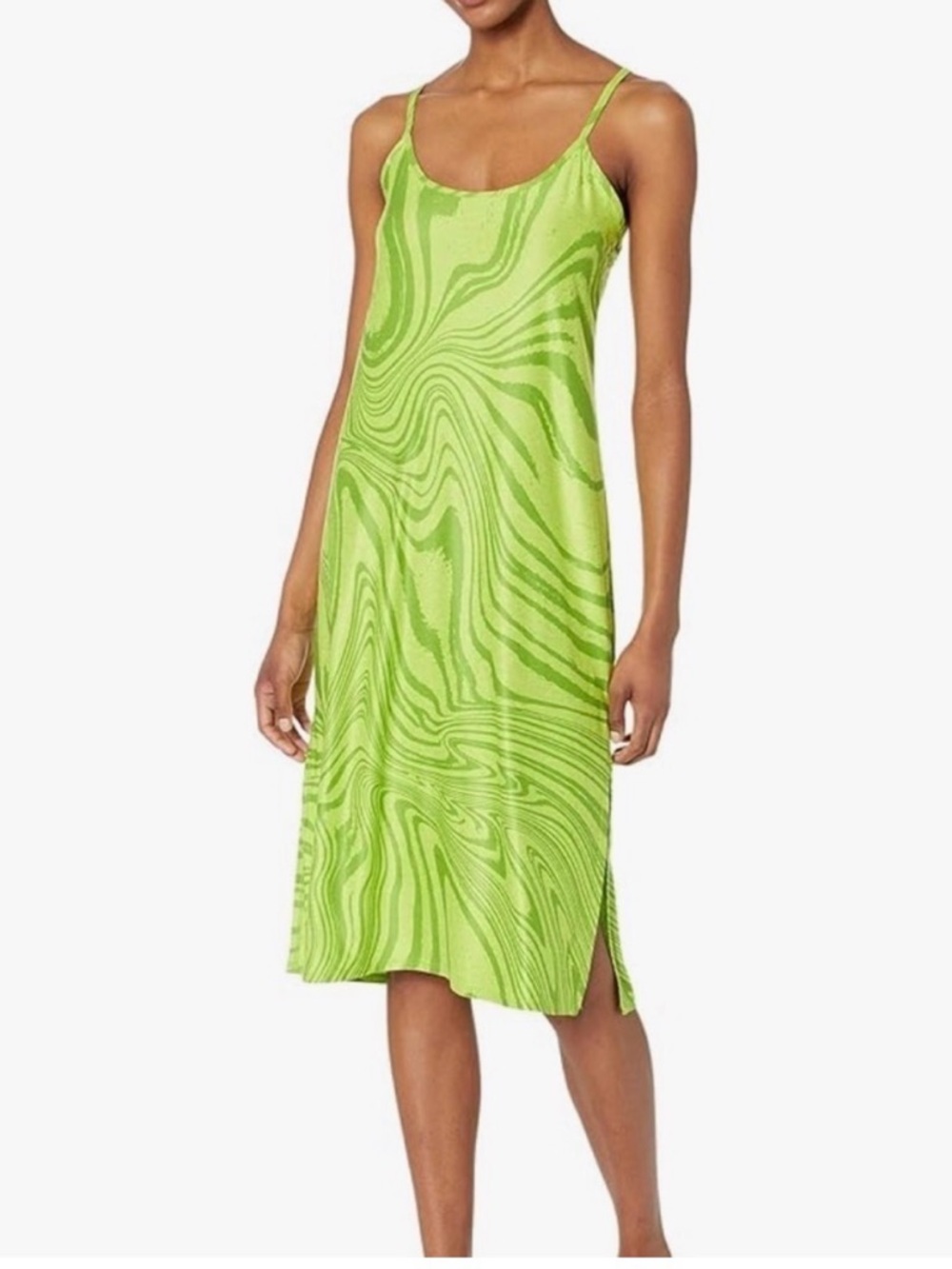 Beyond Yoga Lime Green Swirl-Print Slip Dress